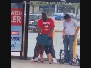 drunk chick fucked right at the bus stop doggy style 480p